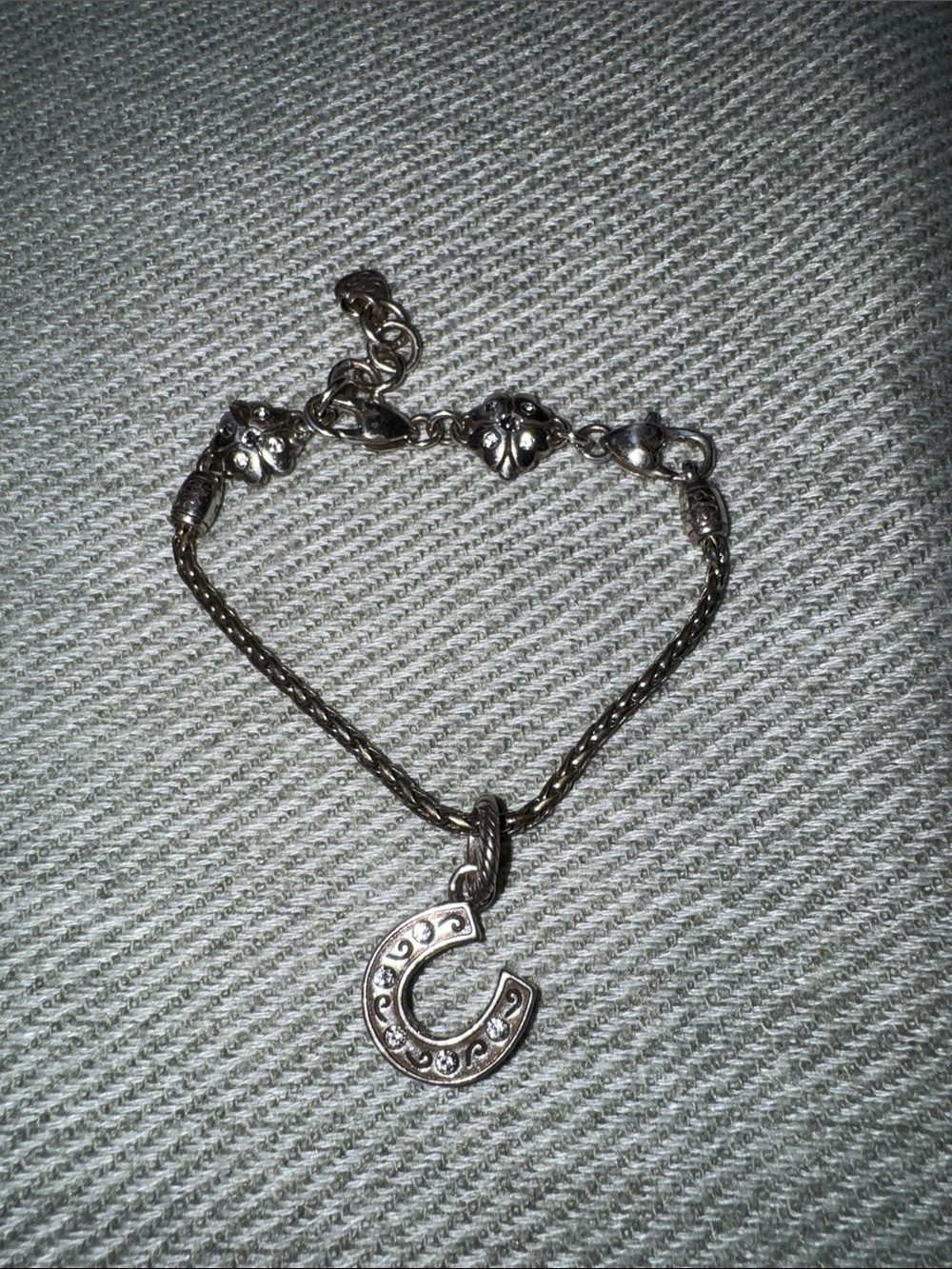 Brighton Silver Horseshoe Charm Bracelet with Ornate Chain